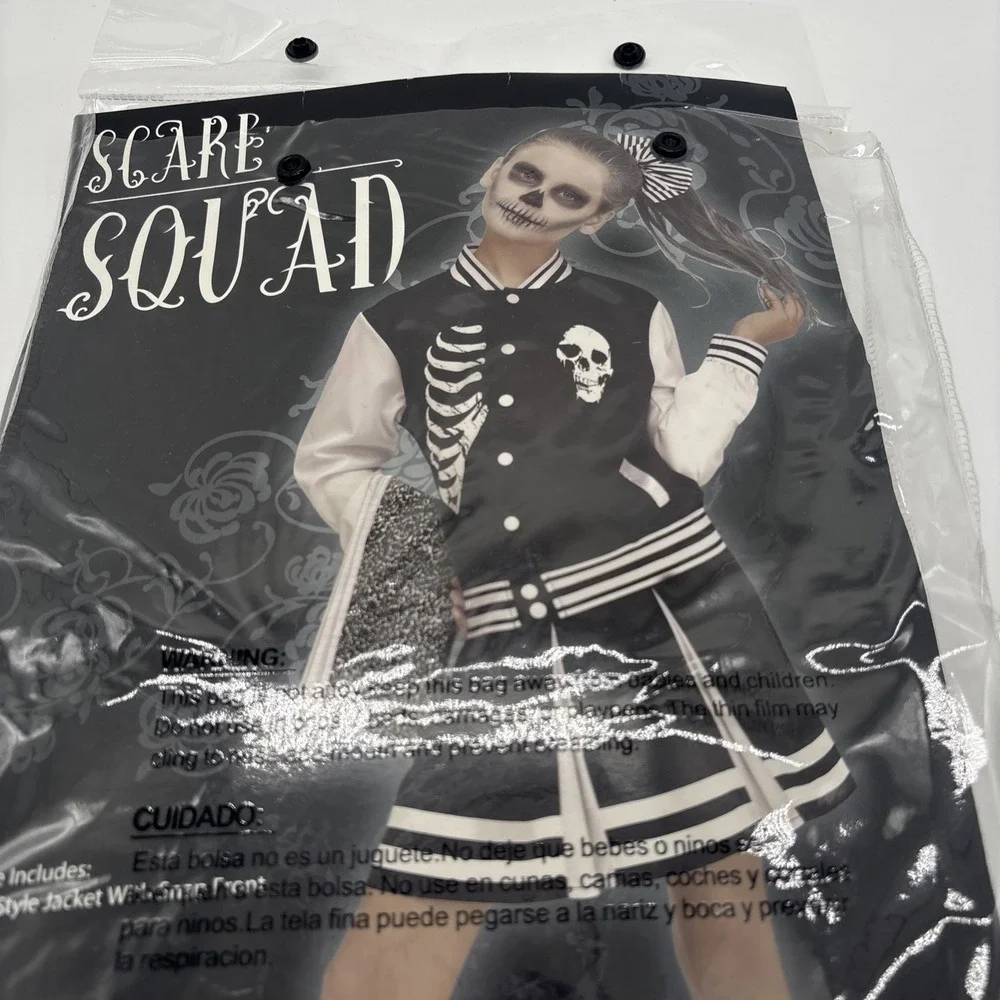 Girls Skeleton Scare Squad‎ Halloween Costume Skirt And Jacket Medium 8 To 10